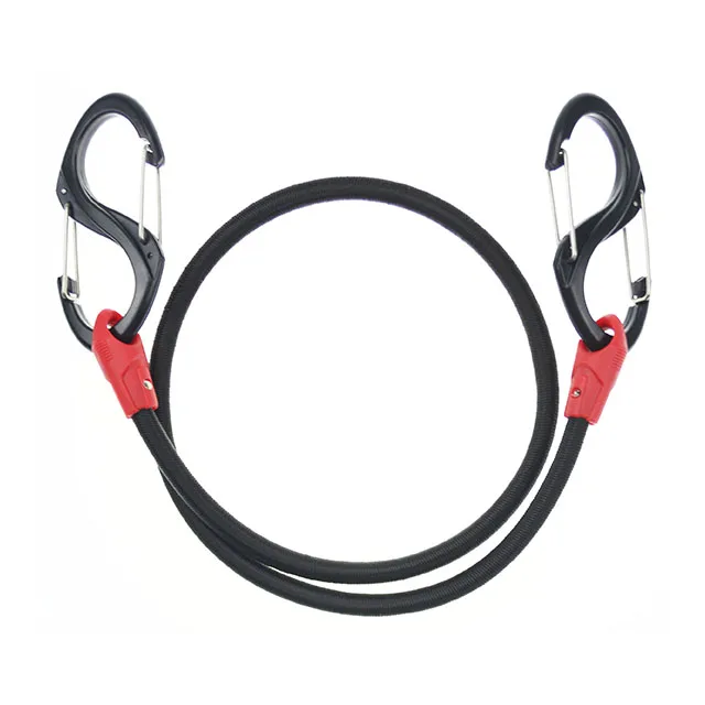 
8mm GS certified elastic bungee cord with carabiner hooks 