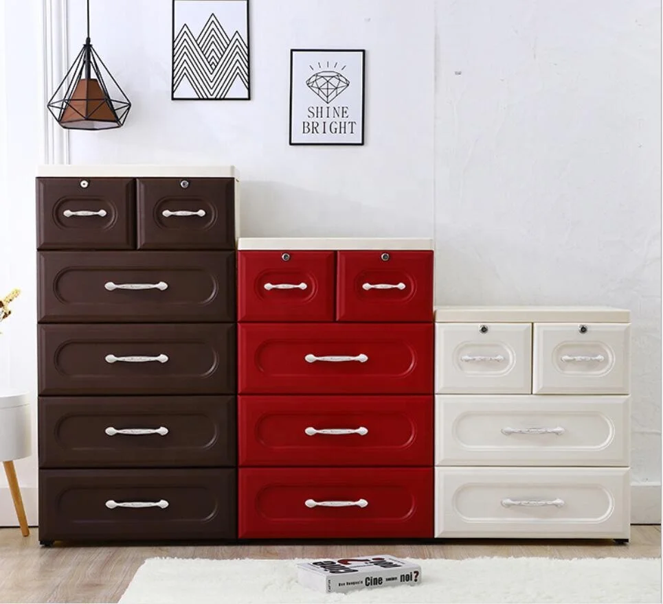 
Easy to move in and out kids small baby toys plastic drawer cabinet with lock storage cabinets 