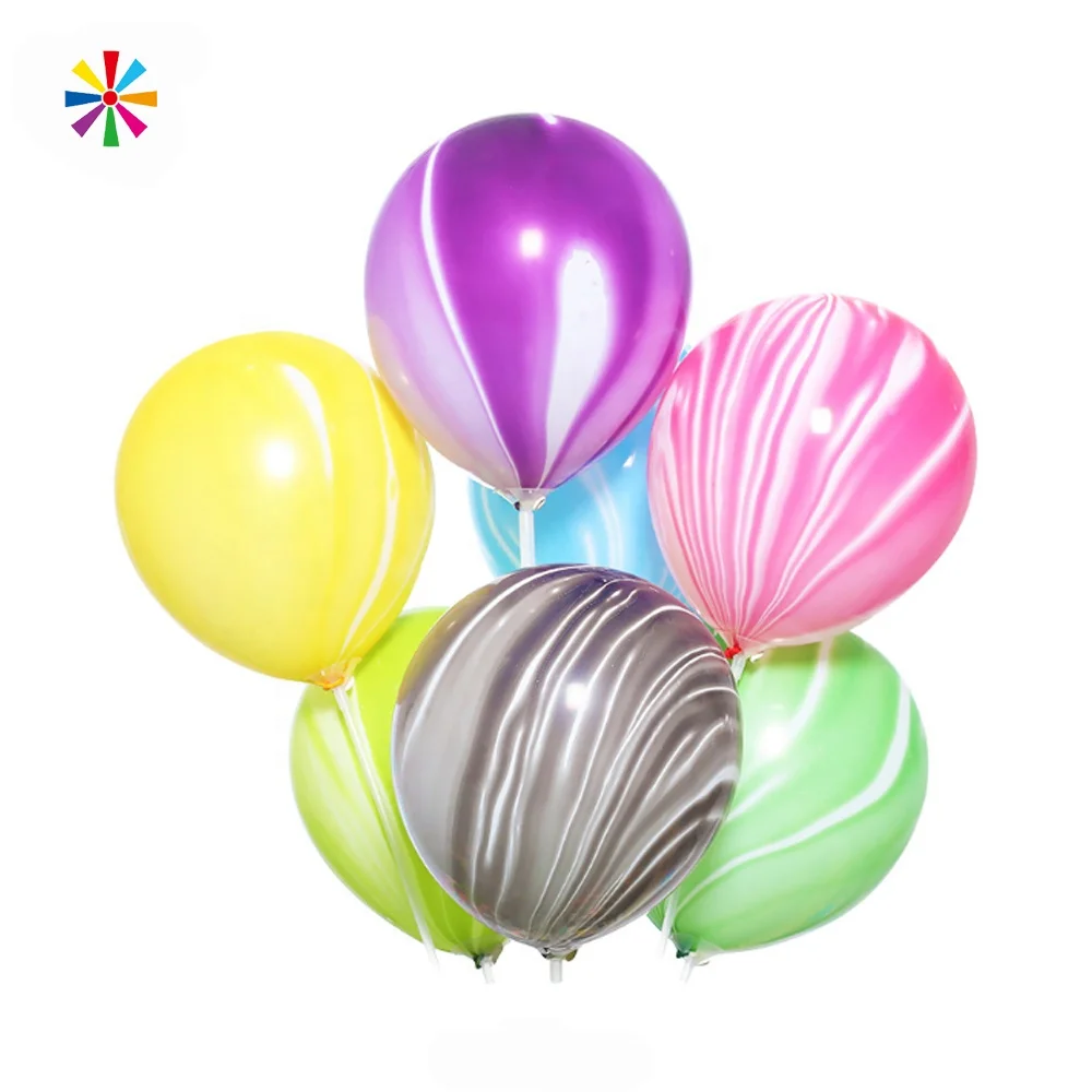 China Wholesale Birthday 12 inch Round Helium Latex Multicolor Marbled Agate Ballons Set Rainbow Color Marble Balloon