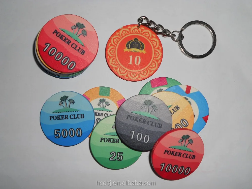 43MM ceramic poker Chip Key Chain 13.5g Custom Ceramic Blank Poker Chips