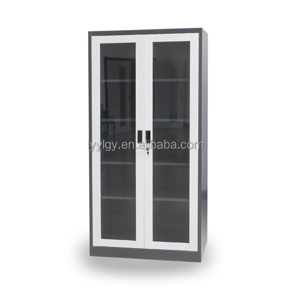steel/iron living room almirah cupboard design glass door steel locker cabinet