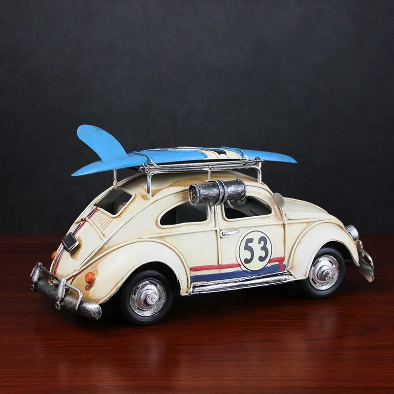 
Vintage Metal Car Model Toys For Children With Photo Frame Miniature Models Retro Creative Home Decor Ornaments 