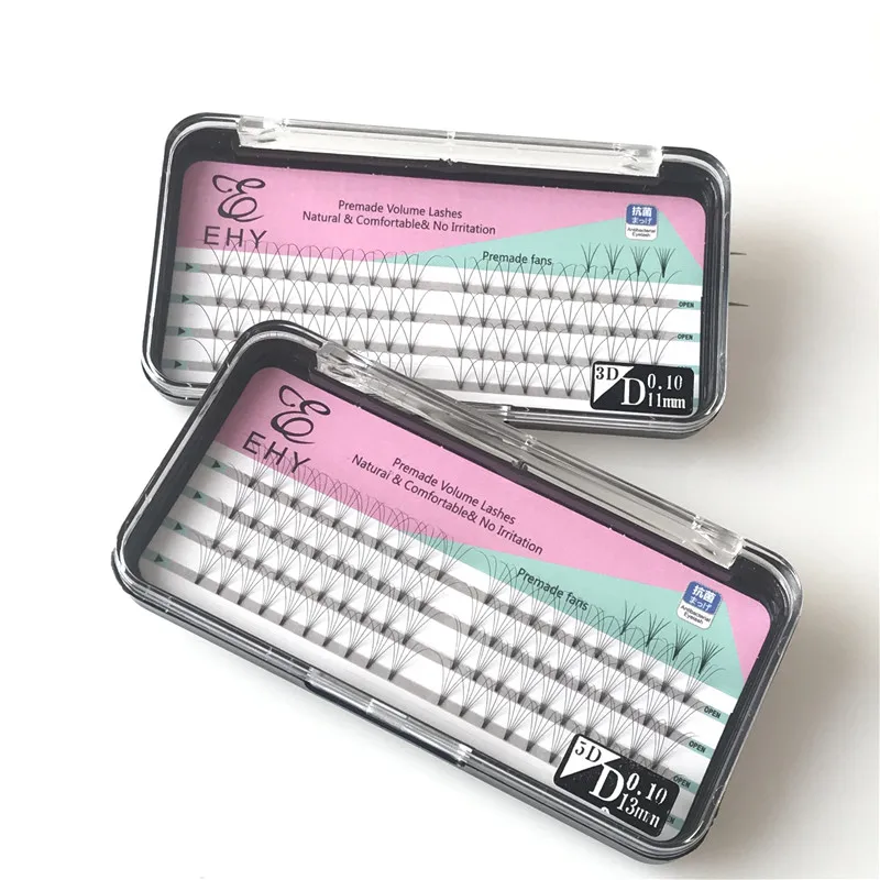 
Russian volume lashes 5D pre made fans short stem silk DD Curl eyelash extension 