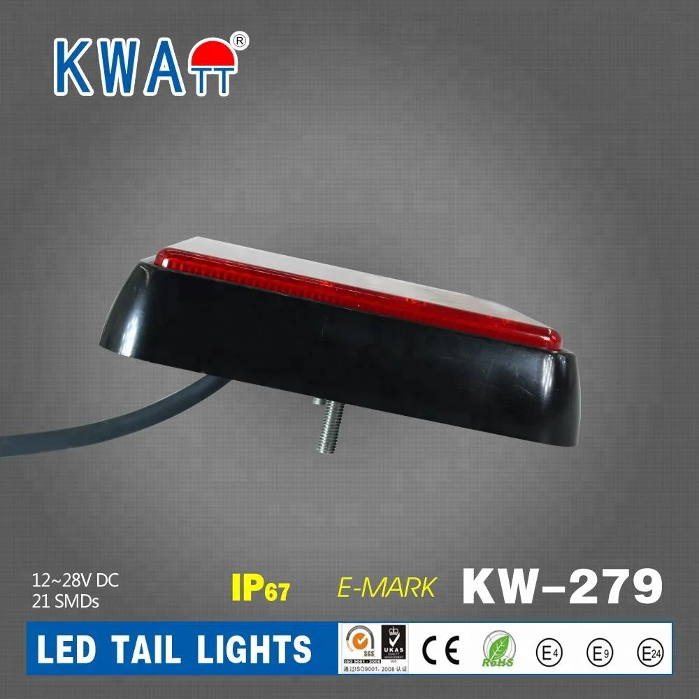 
Factory High Quality SMDs12-24V Rectangle Vehicle stop turn rear TAIL Lights for Truck trailer marine With E-Mark 