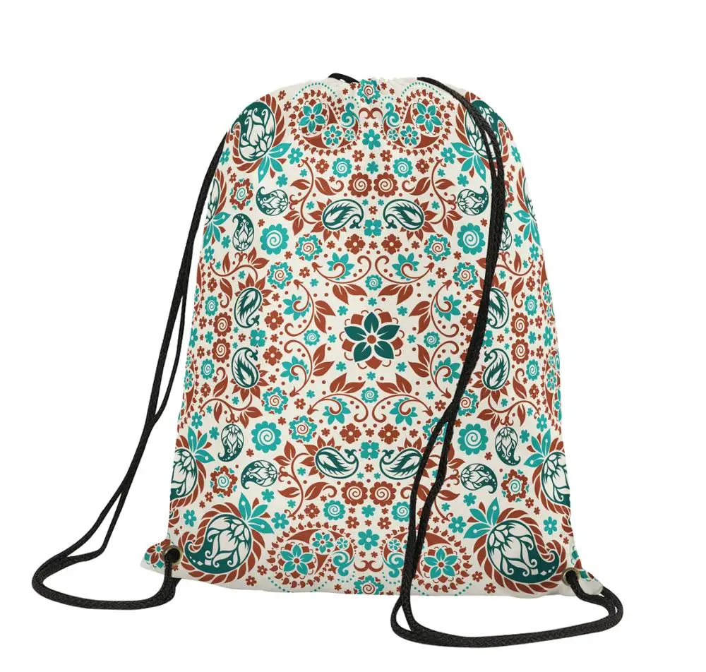 3D Print Rainbow Bohemia Backpack Shopping Eco-friendly Mandala Printed Drawstring Bag customizable