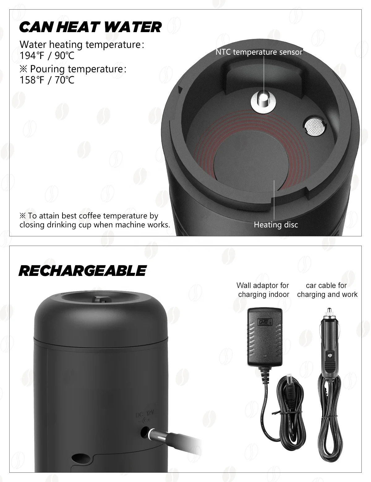 Antique portable single cup espresso machine coffee maker with heating function