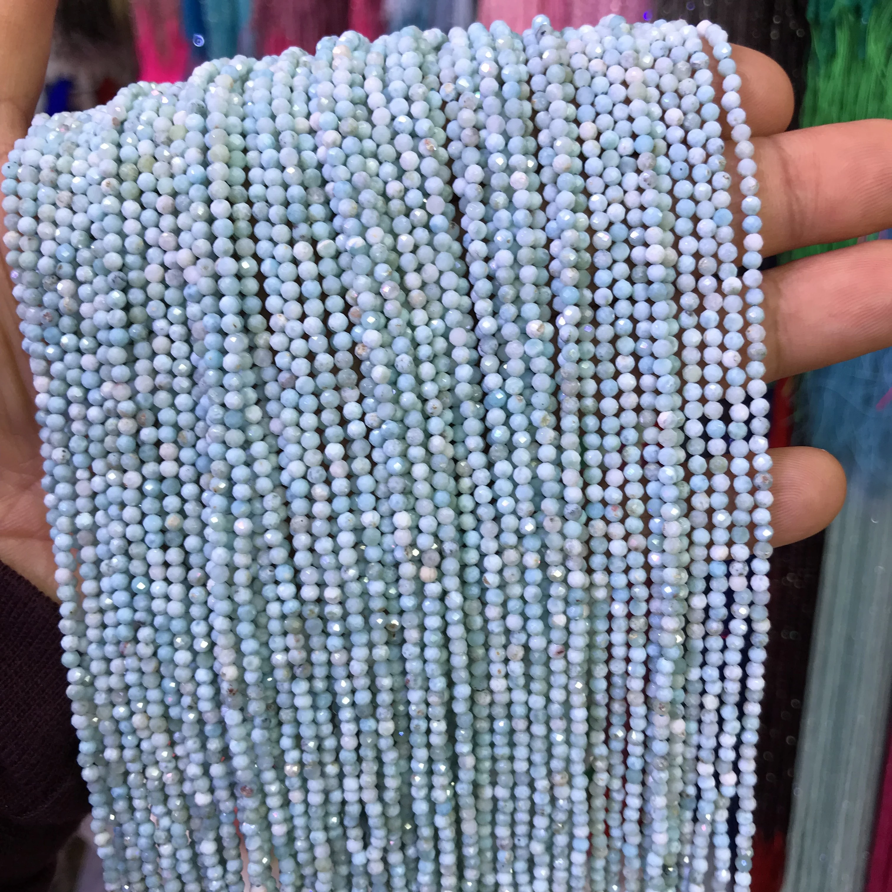 small sizes round faceted larimar beads loose gemstone beads