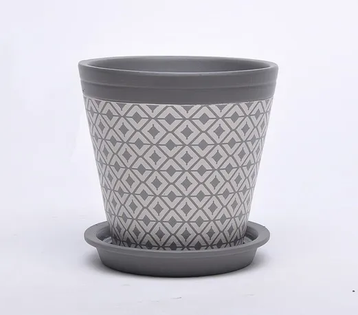 Custom style indoor cheap gridding succulent plant flower pot in terracotta with saucer