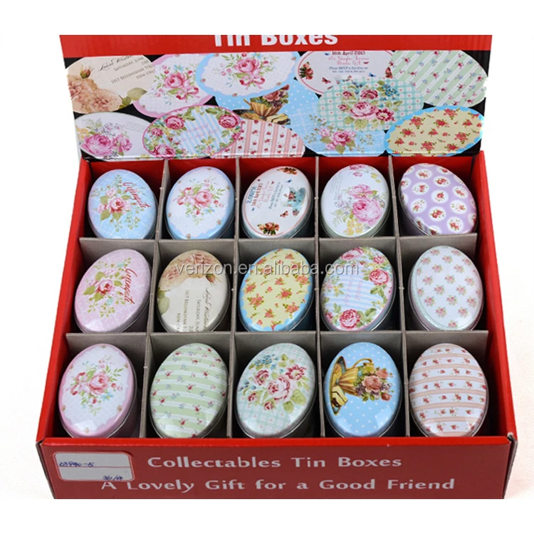 Wholesale Car Pattern Style Ellipse Floral Round Sugar Dessert Medcine Storage Box Coin Lipstick Sundries Collectables Tin Box