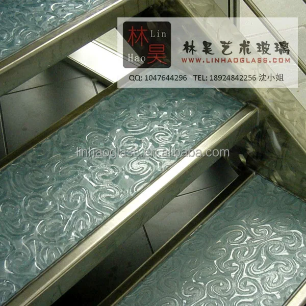 
nonslip stair steps fritted glass, antiskid glass stair case and platform 