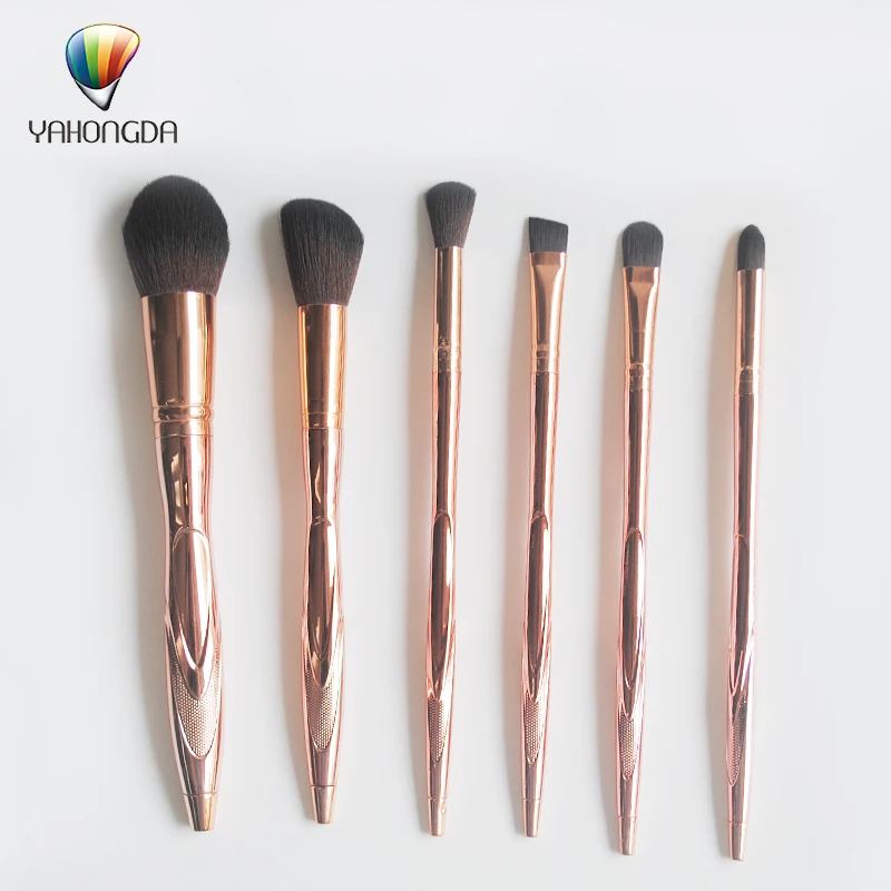 Hot Now Factory  6 Pieces Make Up Brushes Plastic Handle Design Brush Makeup Set