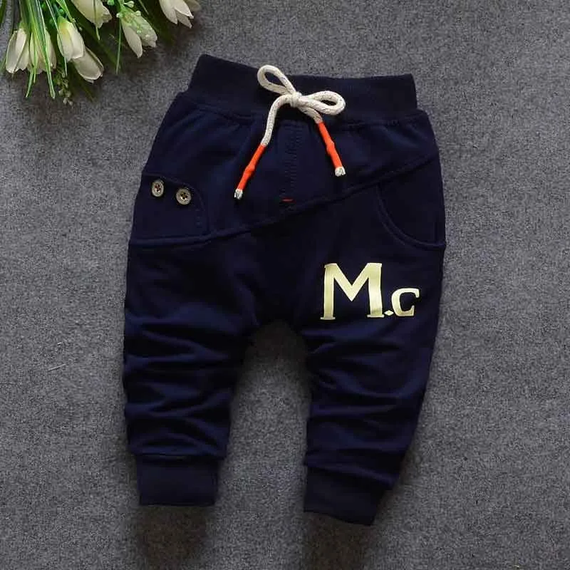 Autumn Spring Baby Kids Children Boys Babi Print Casual Knitting Long Pants Full Length Trousers S1936