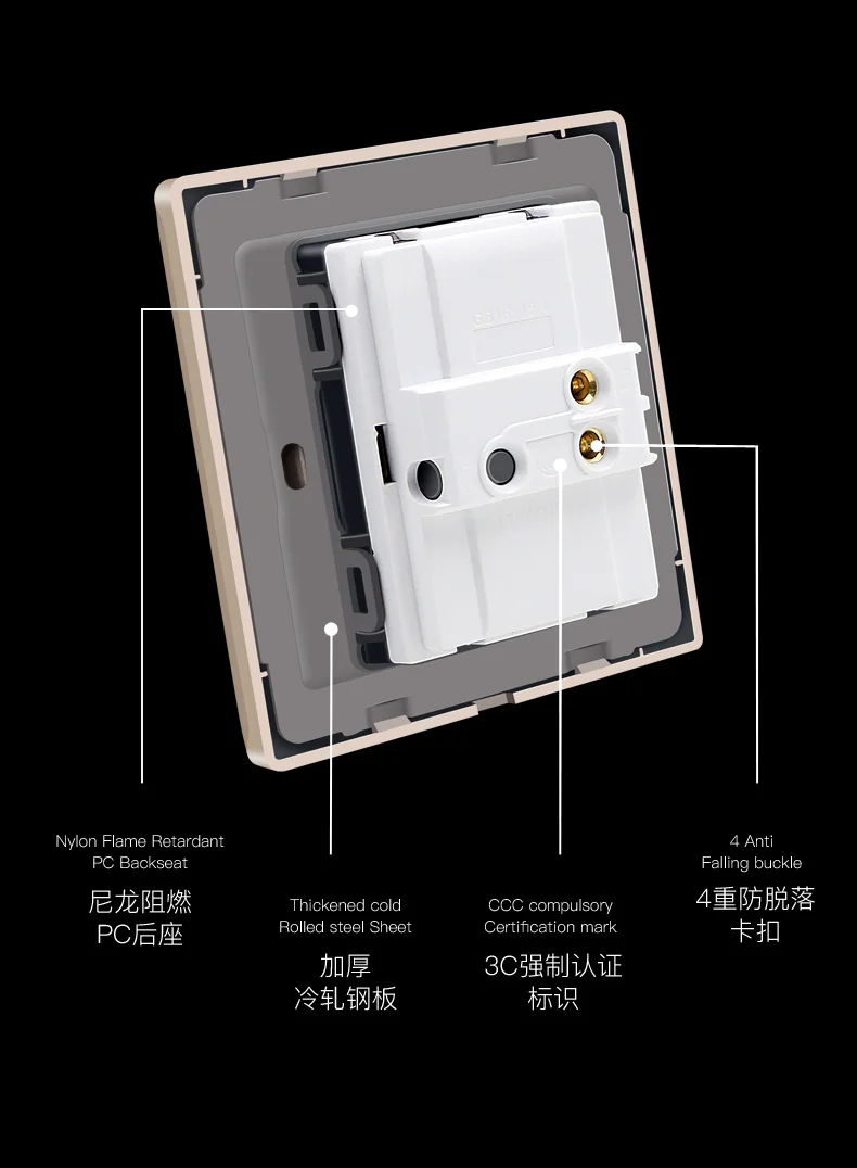 BIHU stainless steel stainless steel Random Click 1gang 1way  Wall Light Switch