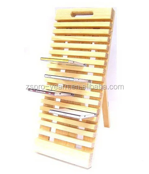 Foldable Folding Wooden CD Rack Portable Movable Shelf with Handle for Sundries Display and Storage