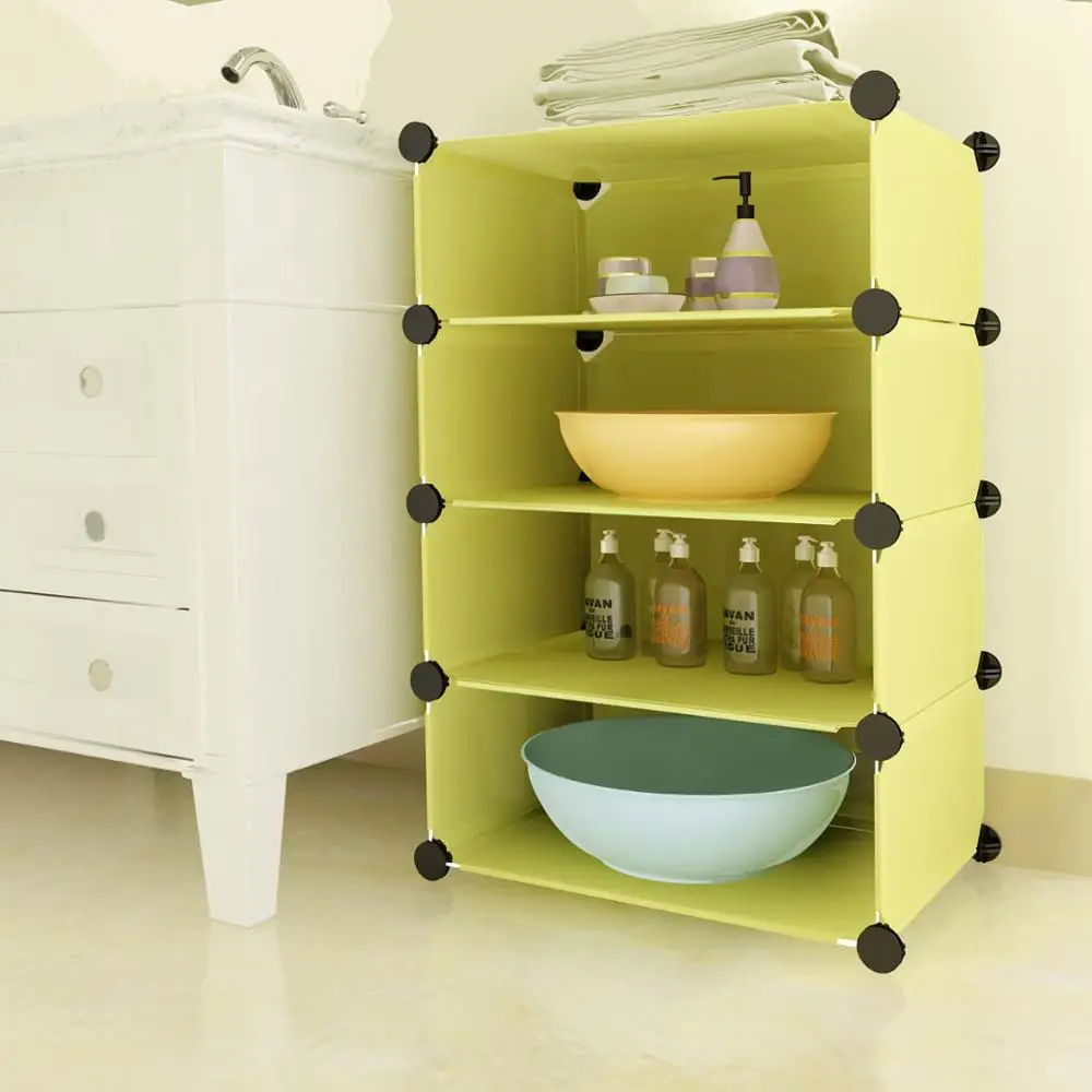 Cube DIY Modular Storage Rack Closet Organizer Bathroom Plastic Cabinet For Laundry