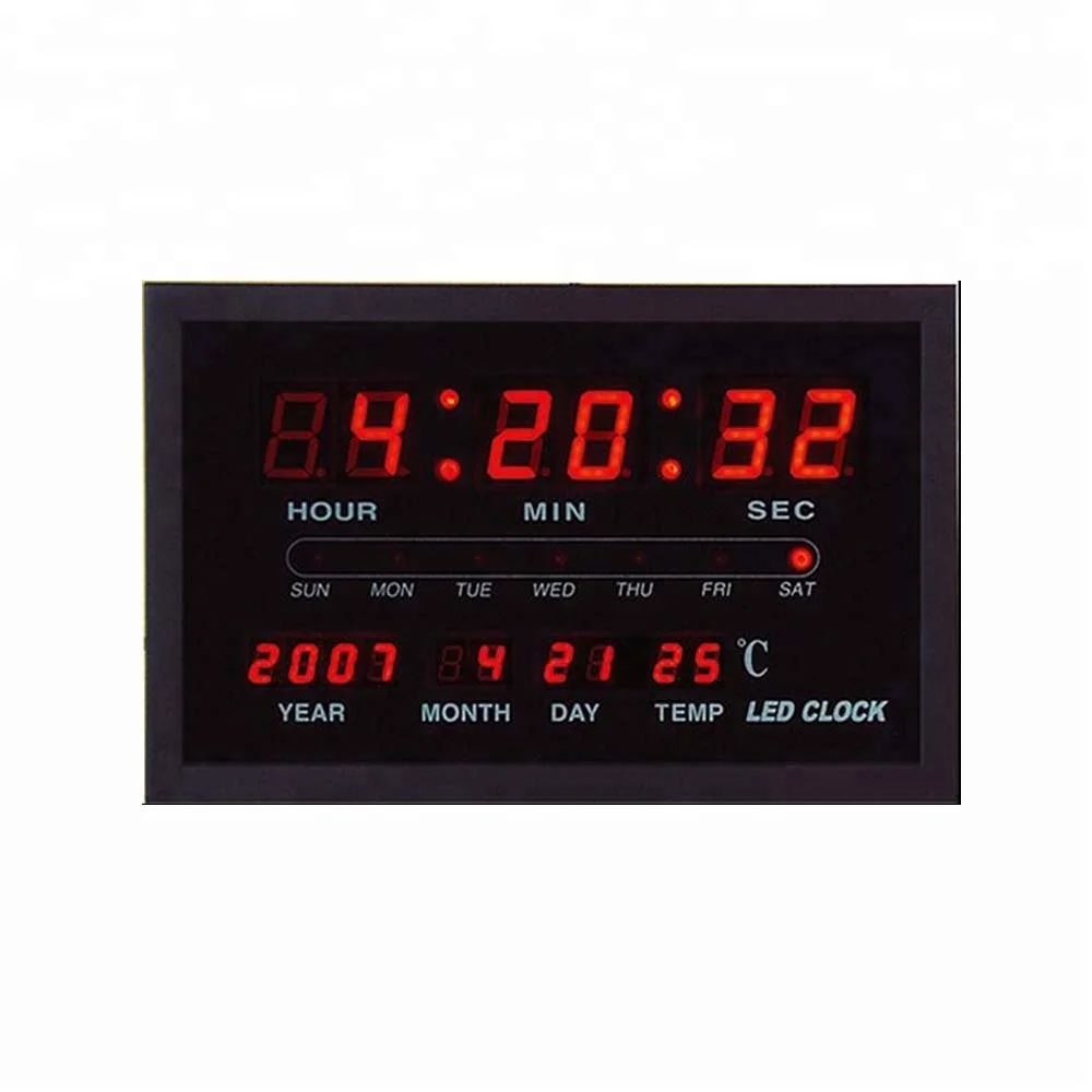 cheaper plastic LED digital wall clock with calender and temperature