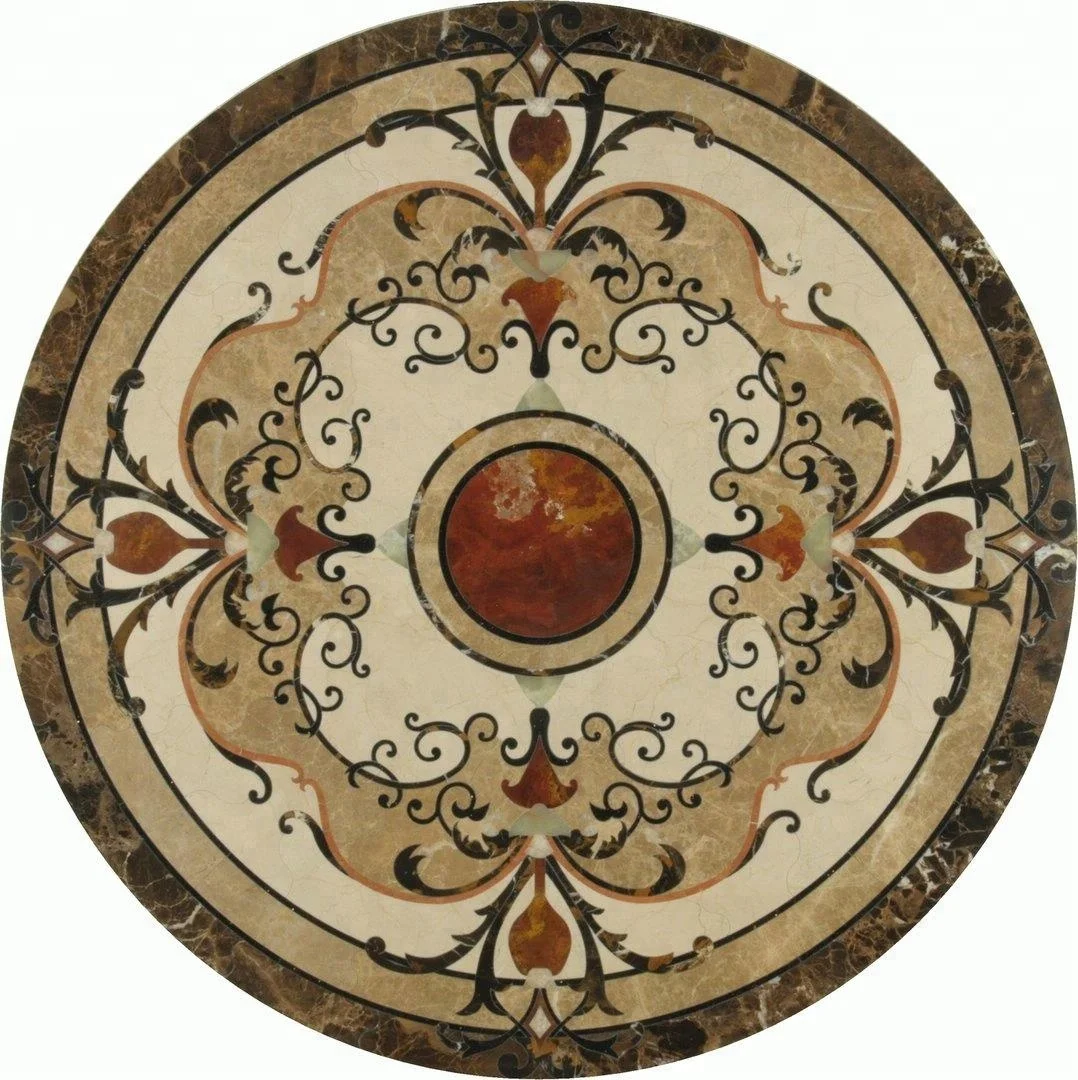 Decorstone24 Factory Directly Waterjet Round Marble Floor Medallions Patterns