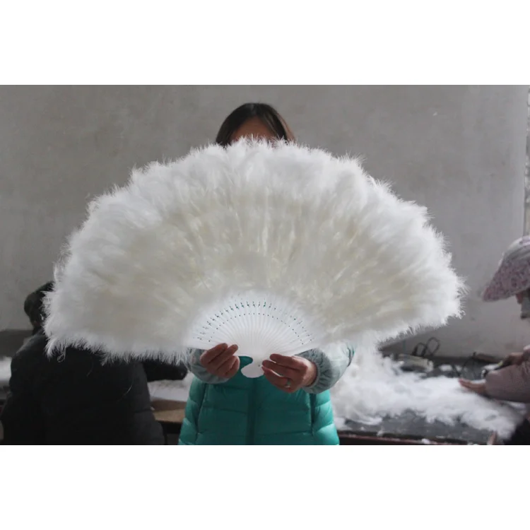 80*45cm Wholesale Belly Dance Large White Feather Hand Fans For Dance