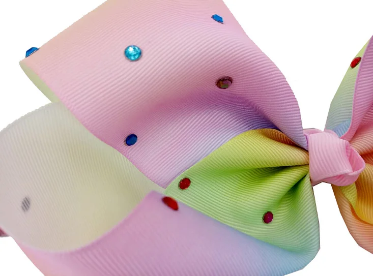 
New JOJO rainbow gradient, hot drill bow tie hairpin 18CM bow tie child hairpin headwear 