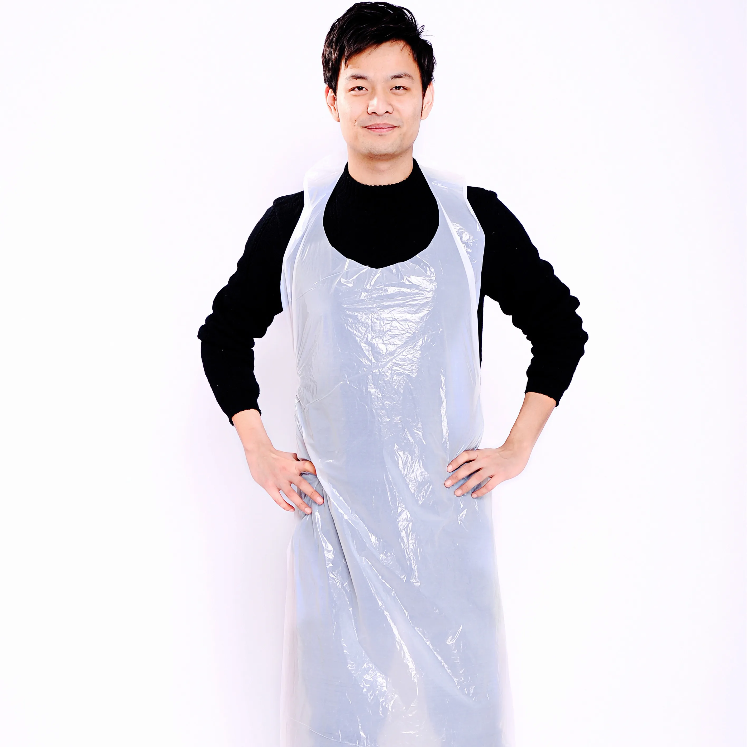 white color PE plastic  Kitchen Cleaning Cooking Apron