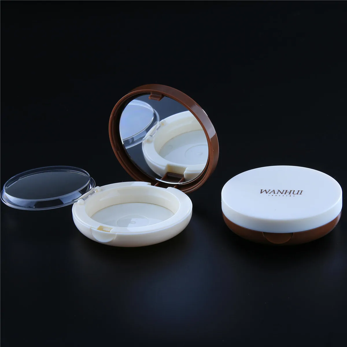 Trending Products Round Two-layer Makeup Empty Foundation Compact Case Loose Powder Case with Mirror Plastic Customized 15g