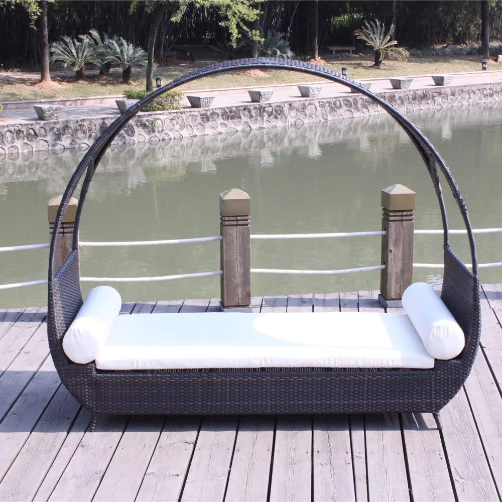 Wicker Beach Round Sofa Daybed Patio Poolside Garden Sun Lounger Outdoor Outdoor Furniture Outdoor Canopy Sun Bed Modern