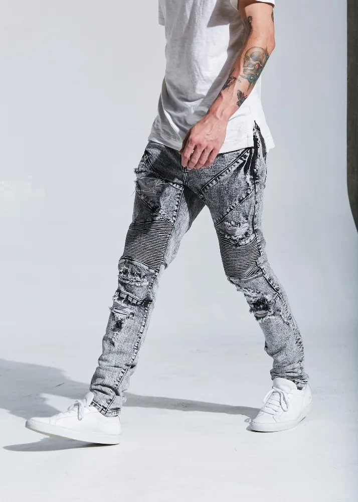 OEM new model in bulk design your own pent style ripped grey acid wash biker funky stylish jeans pants for boys 253