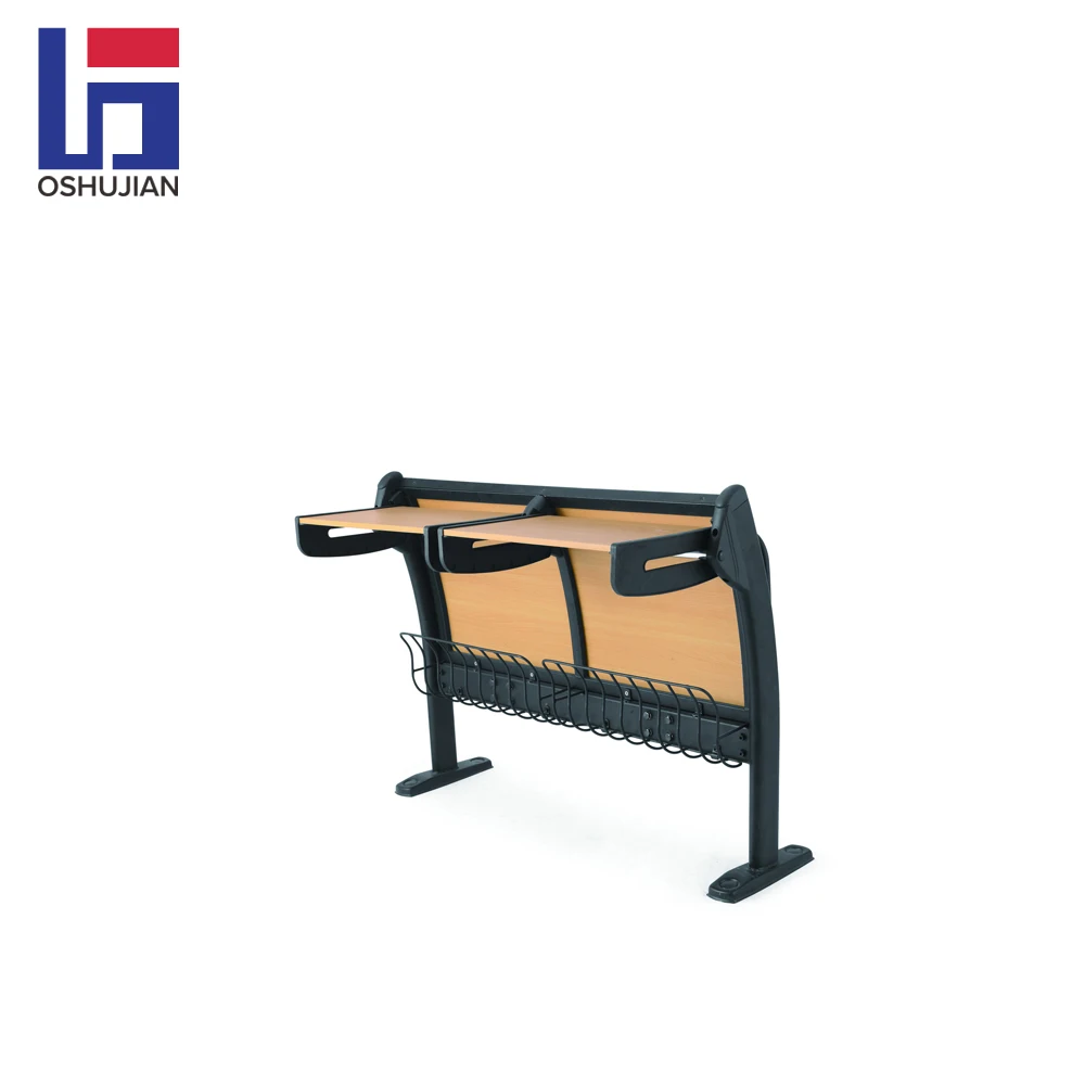 Metal and wooden student desk and chair college classroom furniture