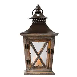 American country vintage wrought iron wood candlestick wind lamp wood crafts creative Christmas candlestick