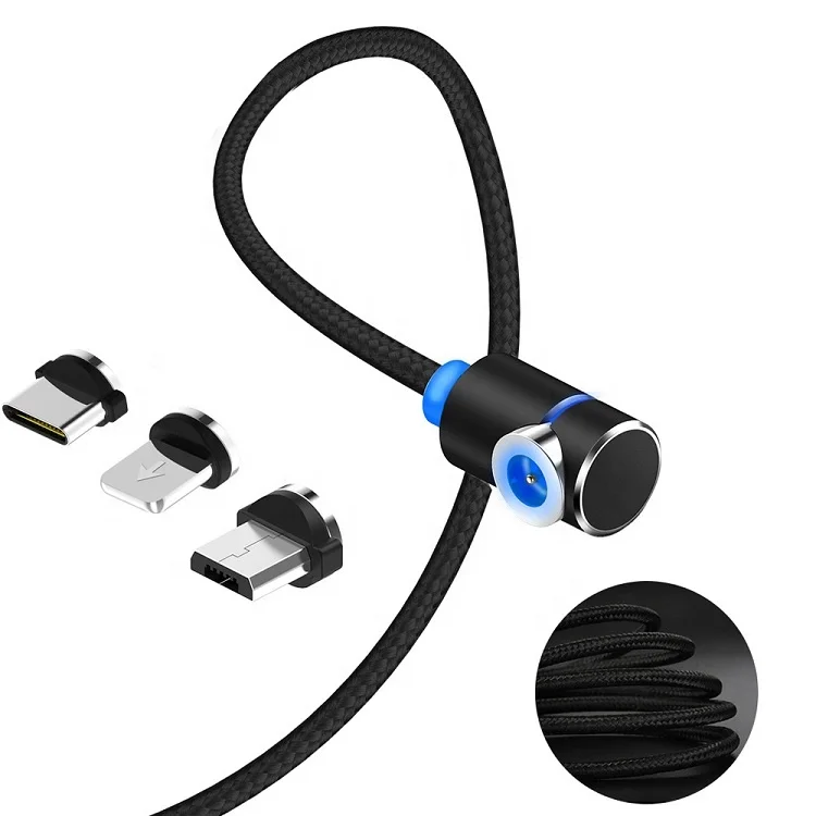 Free Shipping 90 Degree Chargers for iPhone Type C Micro USB Right Angle Cable Magnetic 2019