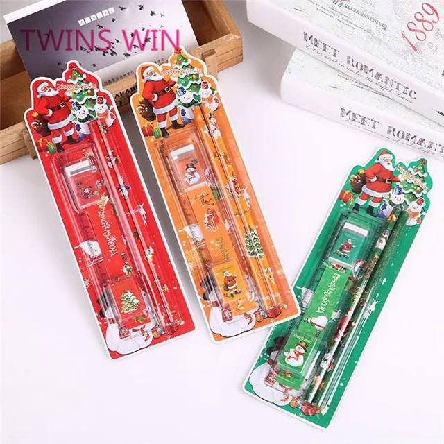 Factory wholesale school supplies custom design kids eco eraser and pencil stationery set for 2019 new christmas gift ideas 157