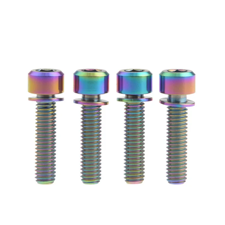 M5/M6 Titanium Hex socket chamfering Bolts with Washers Screw for Bicycle stem or brake Hub Fixed
