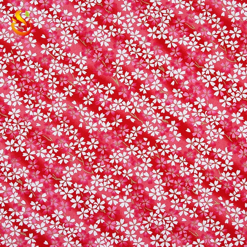 Hot selling Japanese style sakura pattern cotton and linen  kimono fabric dress fabric wholesale