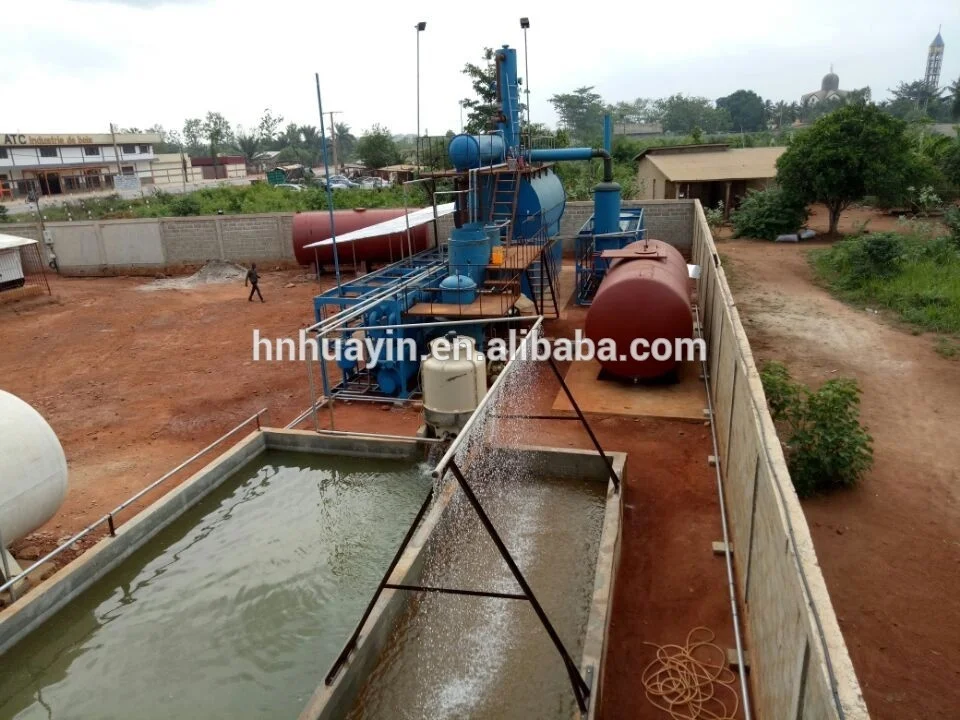 Black tyre plastic pyrolysis oil recycling to diesel distillation plant