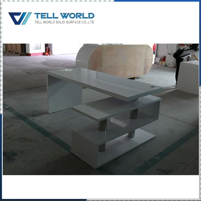 
High tech computer desks acrylic white glossy modern desk 