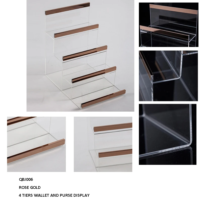 4 tier acrylic wallet display stand rack for women and men wallet