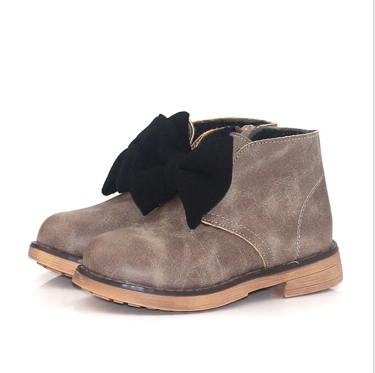 Горячая Распродажа, новые зимние теплые Нескользящие утепленные мартинсы для девочек с бантом