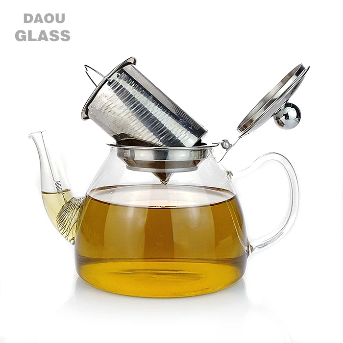 
teapot 900ml multi-purpose Heat-Resisting Clear Glass Flower Teapot Coffee Water Tea Pot with Stainless steel Filter & Lid 