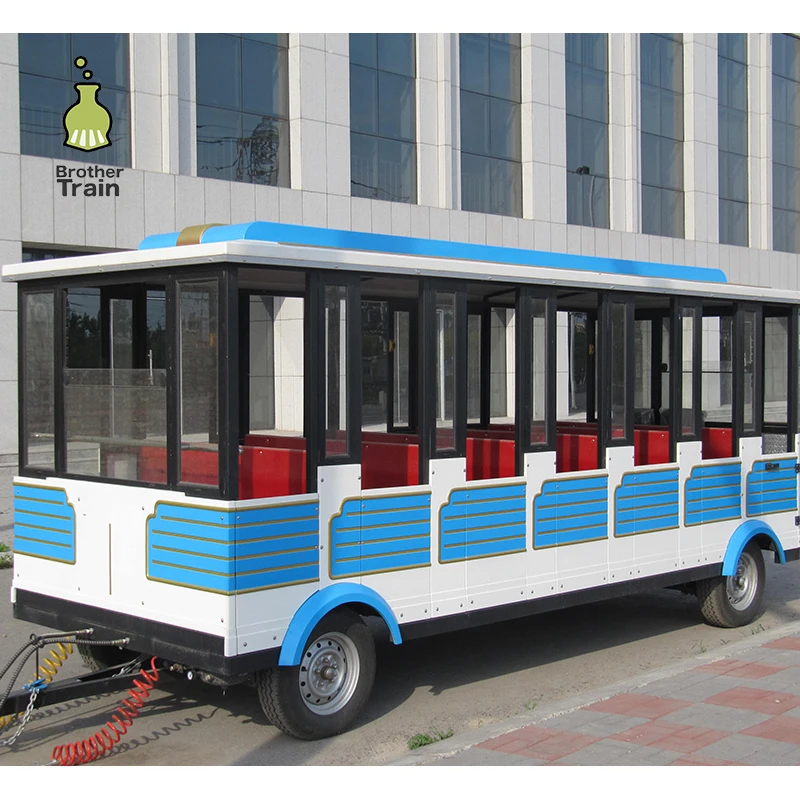 Half Closed FRP amusement park small electric trackless train locomotive