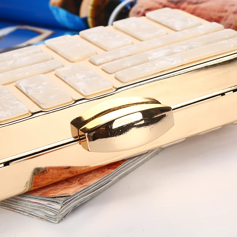 Factory direct wholesale whole metal frame acrylic evening bag brand new twill lining box clutches for women party prom banquet