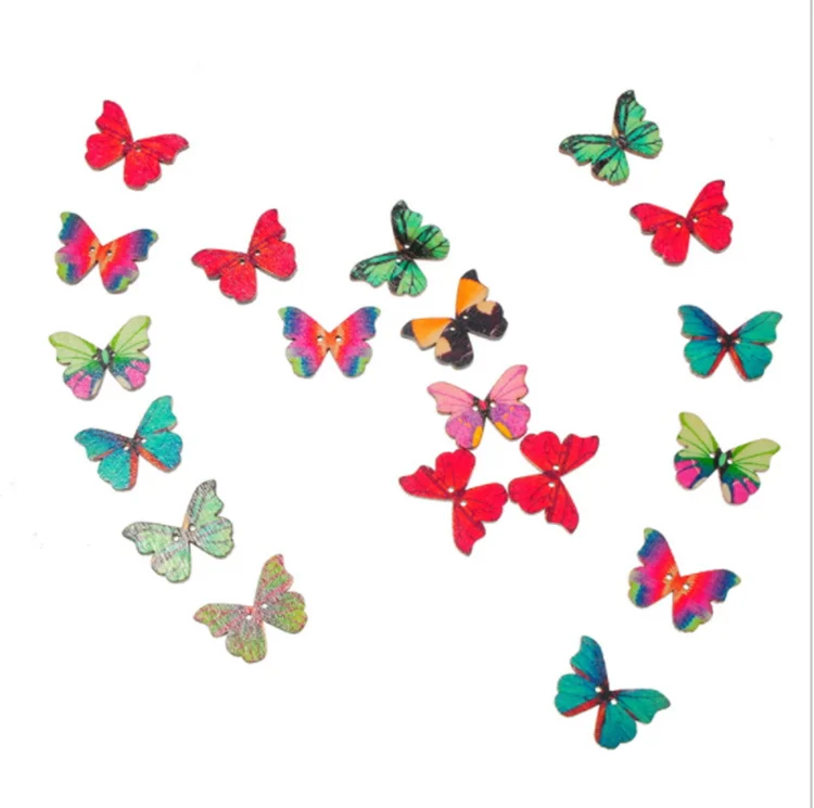 28*21 мм 2 отверстия поделки своими руками красочными бабочками и бантиками; Недорогая женская одежда деревянные пуговицы