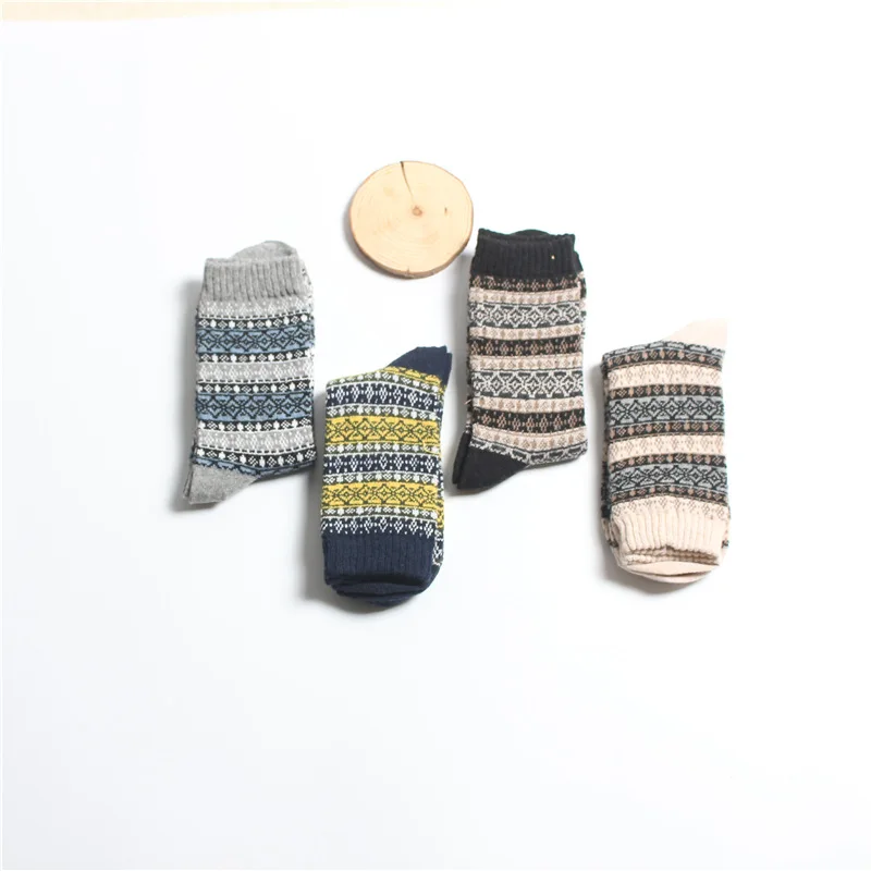 Winter Thick Warm Stripe Wool Socks Casual Hombre Sock Business Male Socks