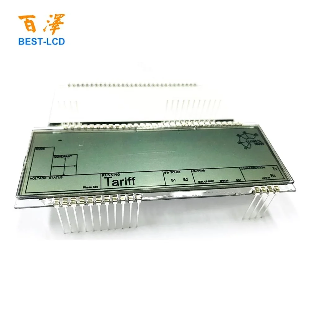 Black Silk-Printing 45 Pin 6 Digits 7 segment HTN Reflective LCD Display For Electricity Meter/Gas Meter/Flow Meter