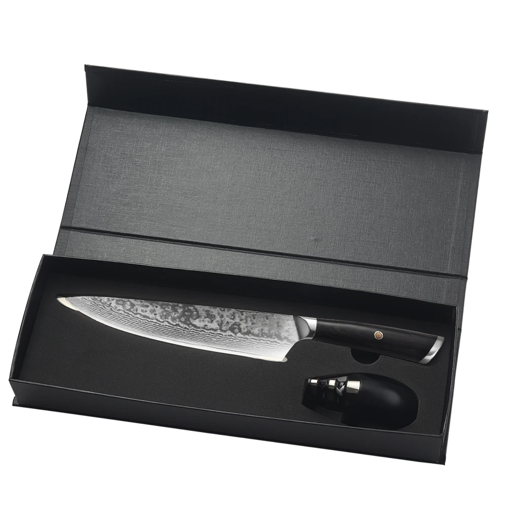 Japanese VG-10 Damascus chef knife with pakka handle kitchen knife set