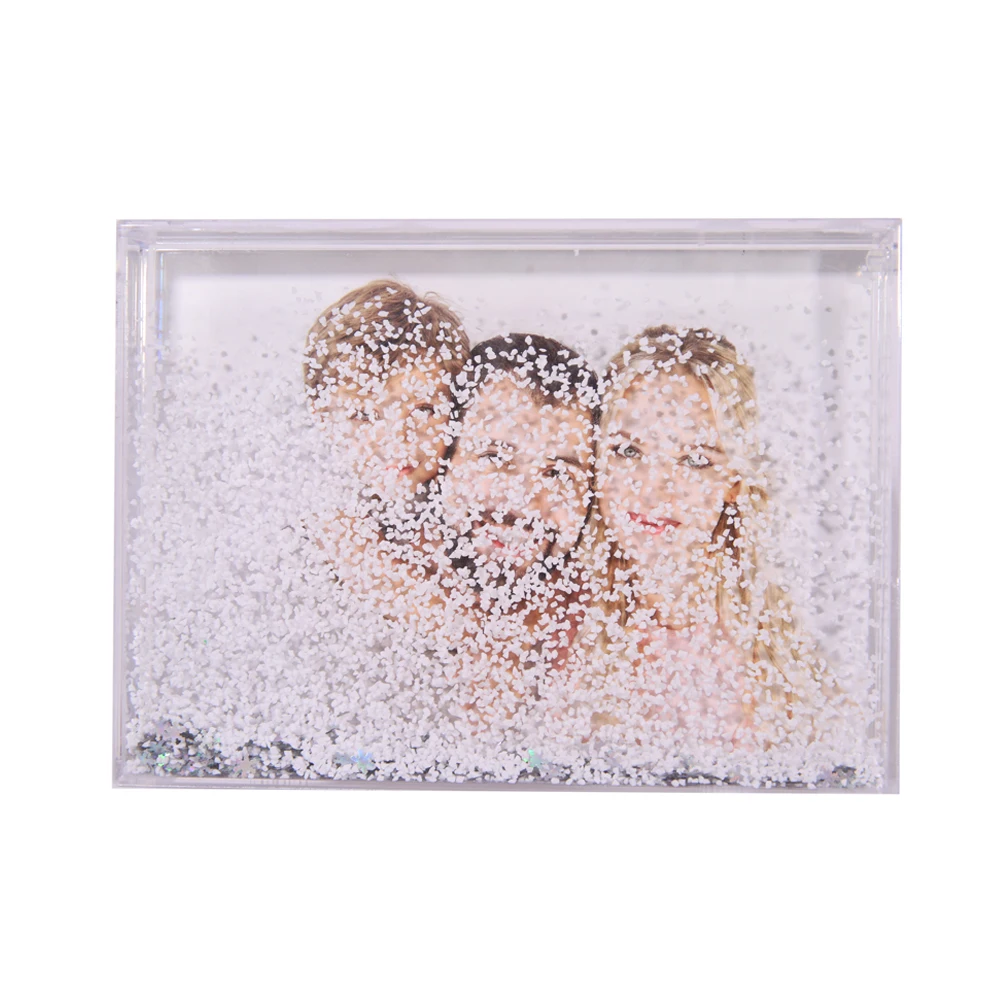 photo frame water globe custom glitter snowglobe photo frame Liquid photo frame