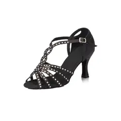 Crystal Latin Dance Shoes For Women Satin Salsa Dance Shoes