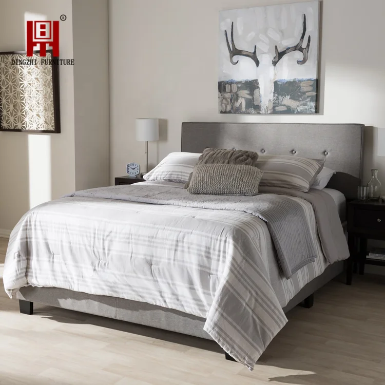 DingZhi Dakota upholstered linen tufted platform bed with wooden support