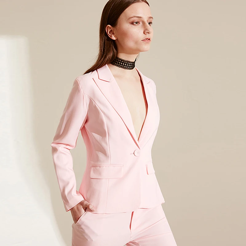 Maxnegio 2018 Latest Fashion Woman Office Coat White Slimming Business Suits