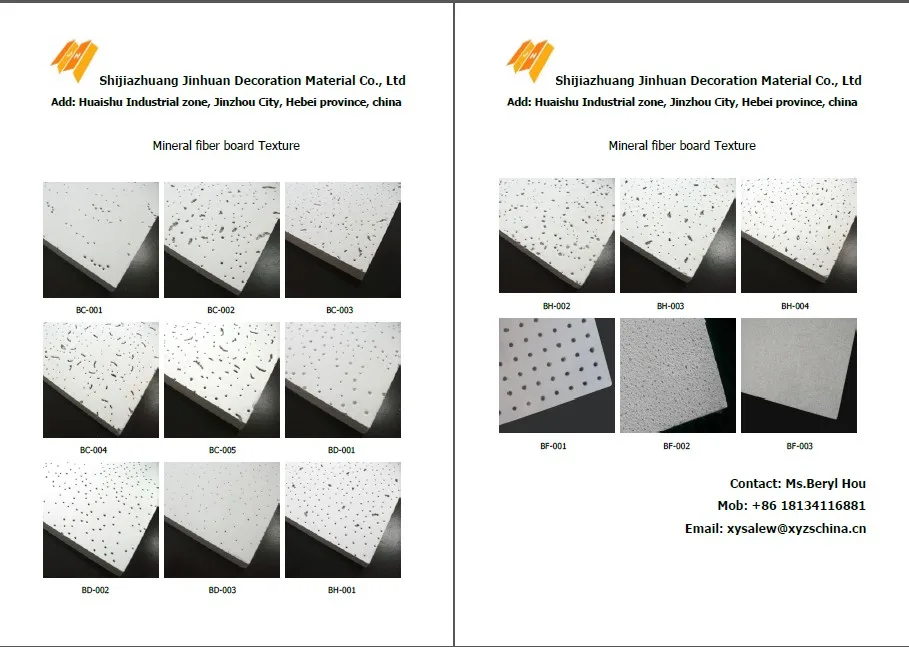
Acoustic Mineral Fiber Board/Mineral Fiber Ceiling for suspension 