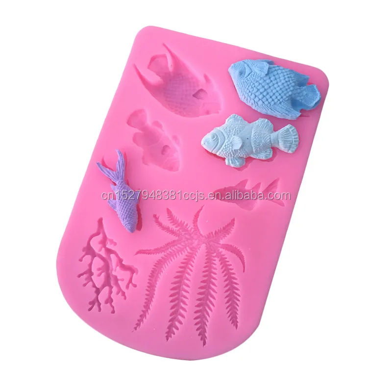 
3D Cute Sea Fish Shell Mold Fondant Chocolate Candy Molds Cupcake Baking Silicone Mould DIY Cake Decorating Tools 